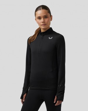 Black Castore Active Long Sleeve Half Zip Midlayer Top | 9640821-HF
