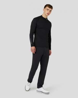 Black Castore Golf Long Sleeve Mock Neck Base Layer | 0871546-VE