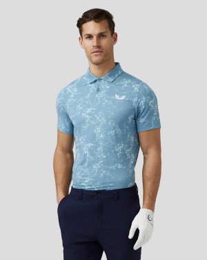 Blue Castore Golf Short Sleeve Printed Polo | 4316097-WV