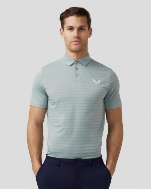 Blue Castore Golf Textured Pique Stripe Polo | 8642930-BT