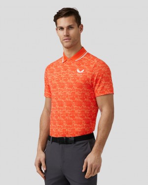 Deep Orange Castore Golf Printed Tech Polo | 6450391-IL
