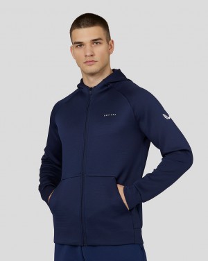 Navy Castore Long Sleeve Aeroscuba Zip-Through Hoodie | 4158630-RG