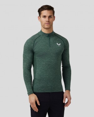 Pine Grey Castore Golf Body Mapped Seamless Quarter Zip Top | 7426981-HT