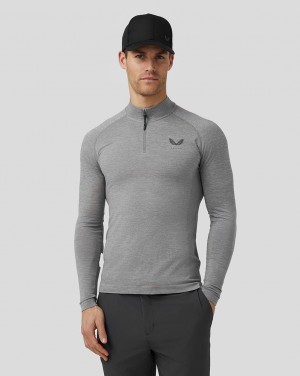 Steel Castore Golf Body Mapped Seamless Quarter Zip Top | 8297561-BR