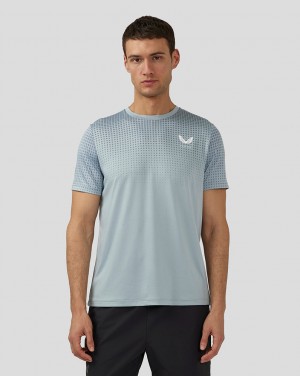 Stone Blue Castore Flow Short Sleeve Knit T-Shirt | 8763425-SH
