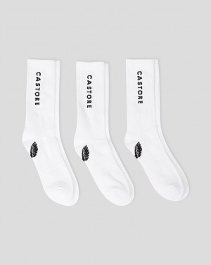 White Castore Cushioned Crew Socks 3 Pack | 2076315-XH